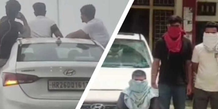 ऑपरेशन लगाम: चलती कार से बाहर झूलने वाले हरियाणवियों की गाड़ी जब्त