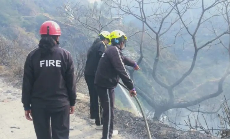 चमोली: पोखरी बैंड के पास कूड़ा डंपिंग जोन और जंगल में लगी भीषण आग, दमकल टीम ने पाया काबू
